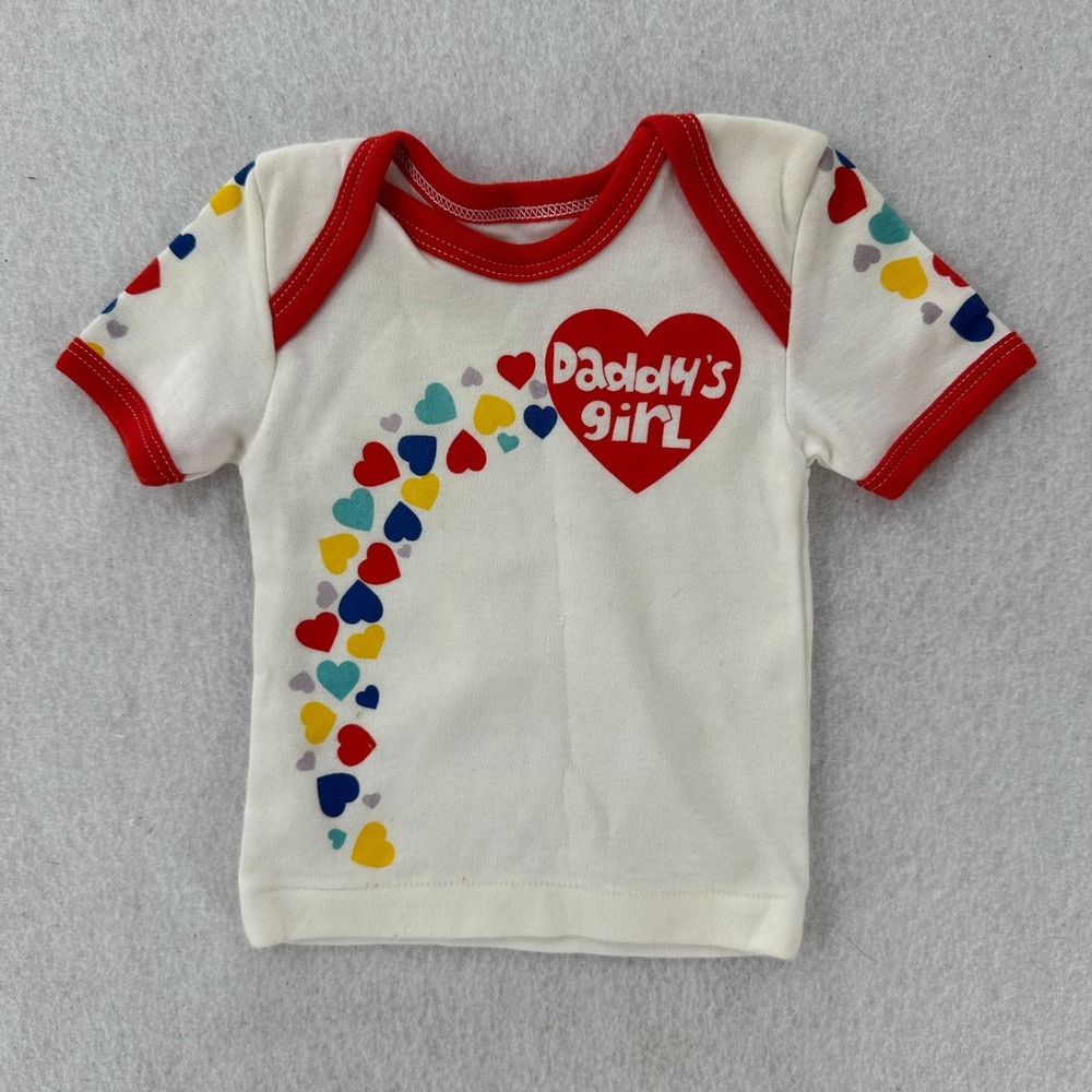 Vintage 70s Baby Tshirt Daddys Girl Rainbow Hearts‎ 6 Months